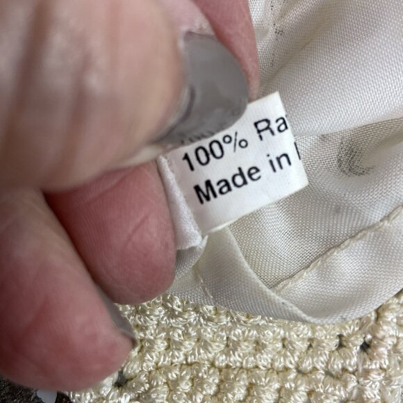 Vintage Christiana Brand Handbag Purse Ribbon Embroidered Chain Strap Ivory - Picture 16 of 16